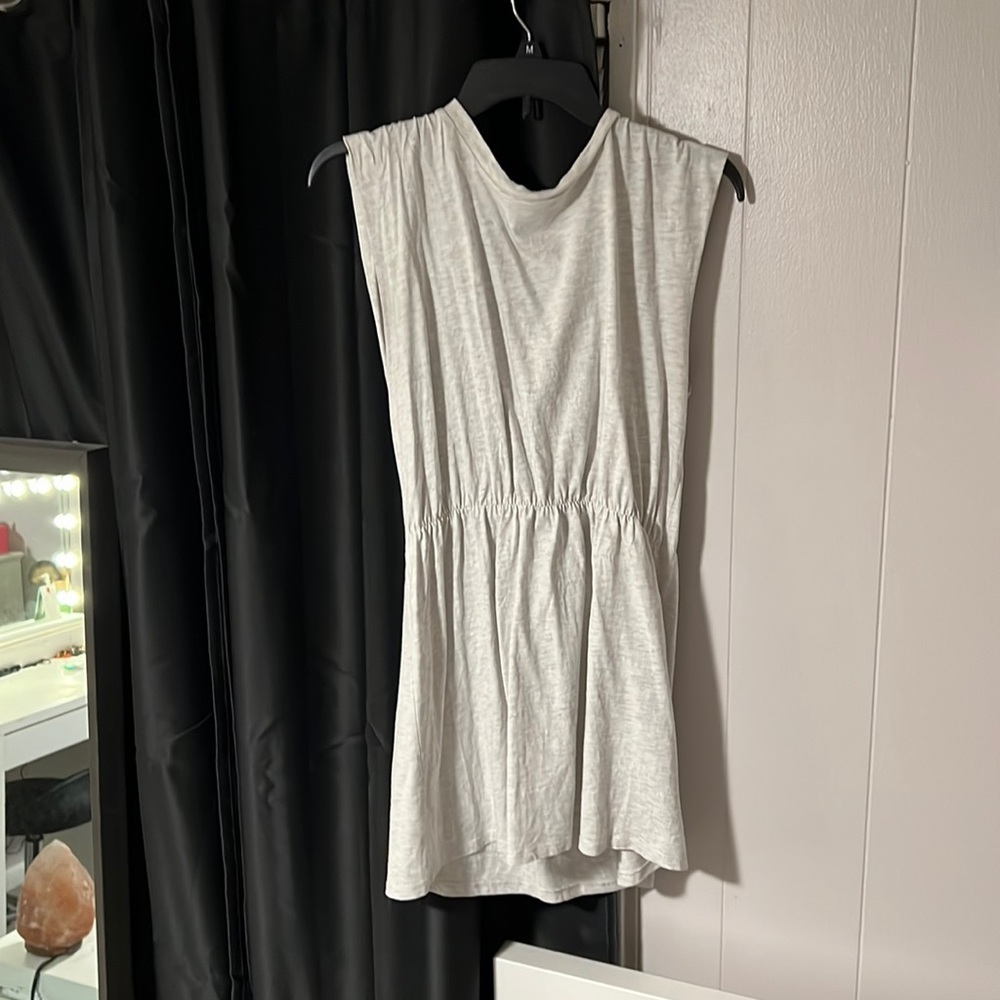 Gray scrunched dress.